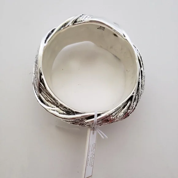 Shablool 925 Sterling Silver Textured Bangle Bracelet 8.25" - Picture 11 of 11